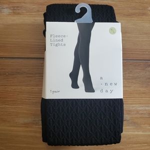 Women's Fleece Lined Tights Ebony Textured M/L